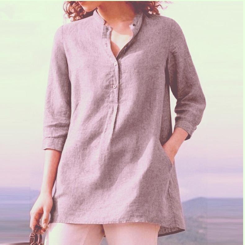 women's casual stand collar loose shirt