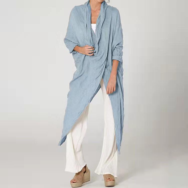 Cotton linen casual solid color coat