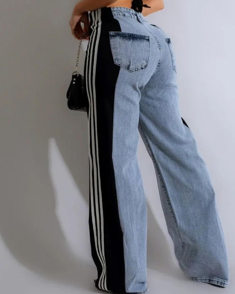 Colorblocked Side Stripe Jeans