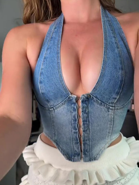 Denim Top Corset