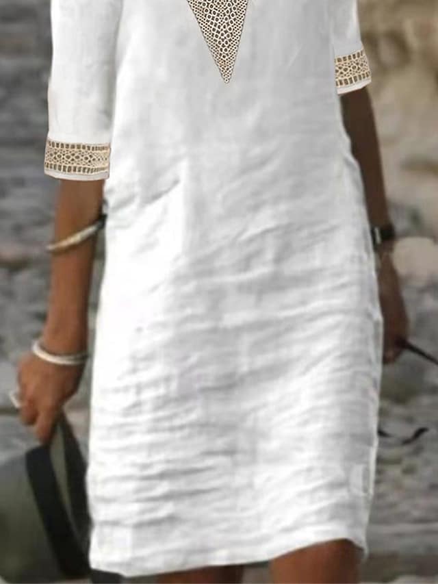 Women's Cotton Linen Dress Casual Dress Shift Dress