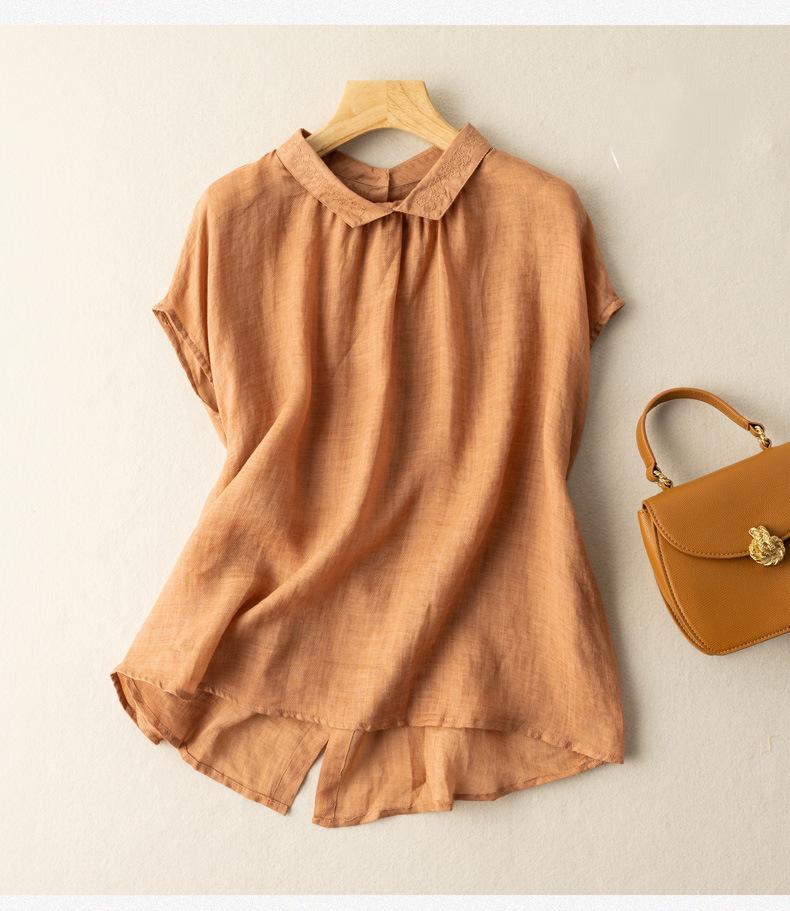 Vintage Cotton Linen Embroidered Thin Top