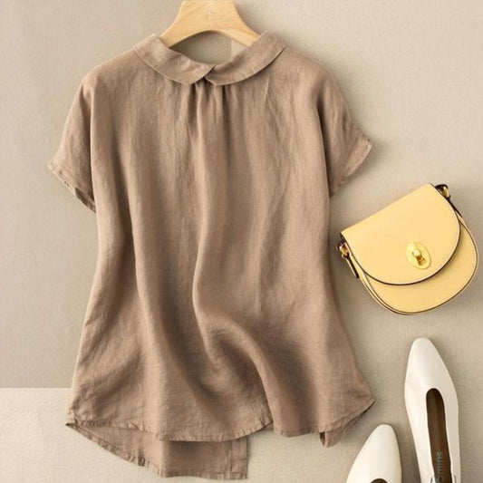Cotton linen retro baby collar loose top