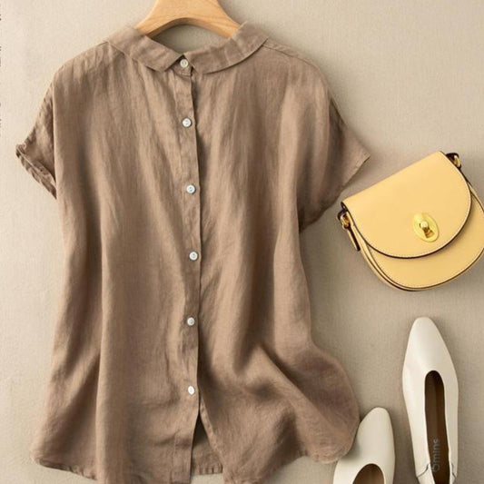 Cotton linen retro baby collar loose top