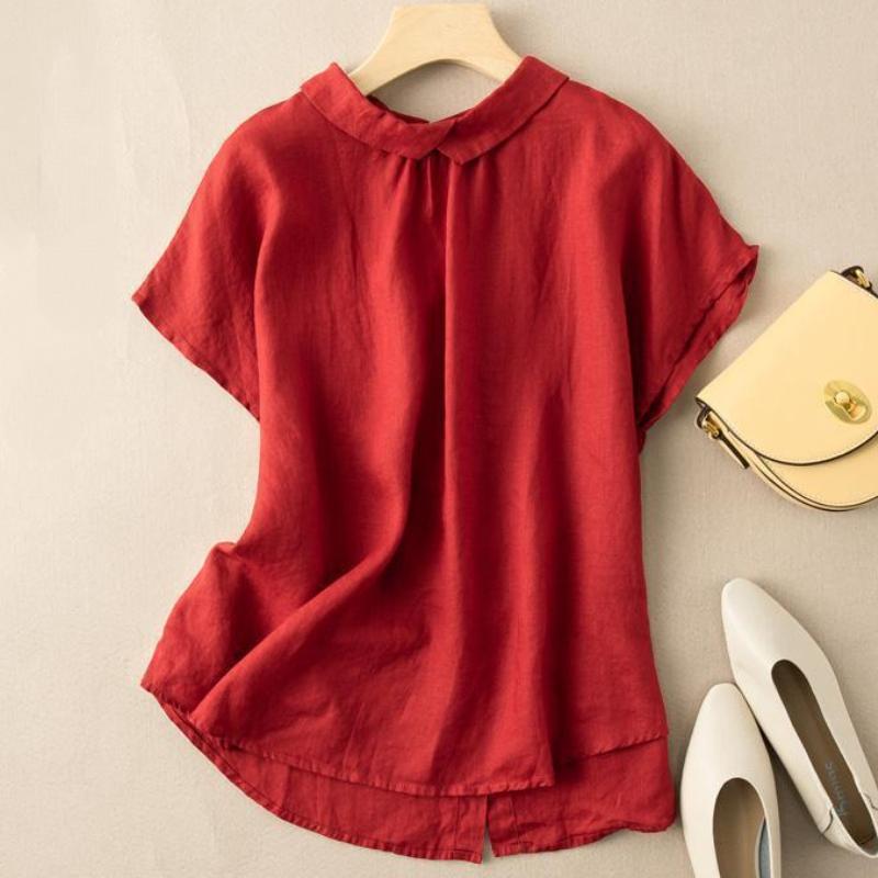 Cotton linen retro baby collar loose top