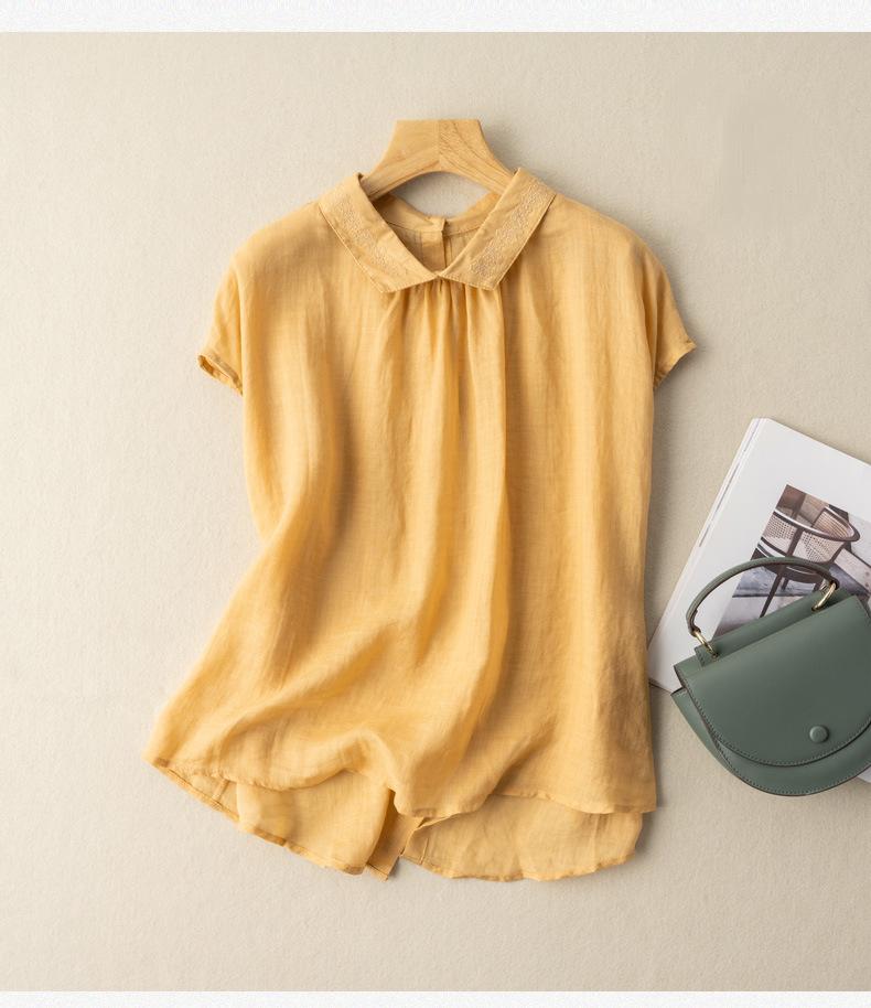 Vintage Cotton Linen Embroidered Thin Top